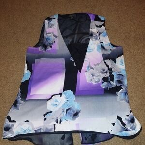Metaphor Floral Sleeveless Blouse - Purple and Blue